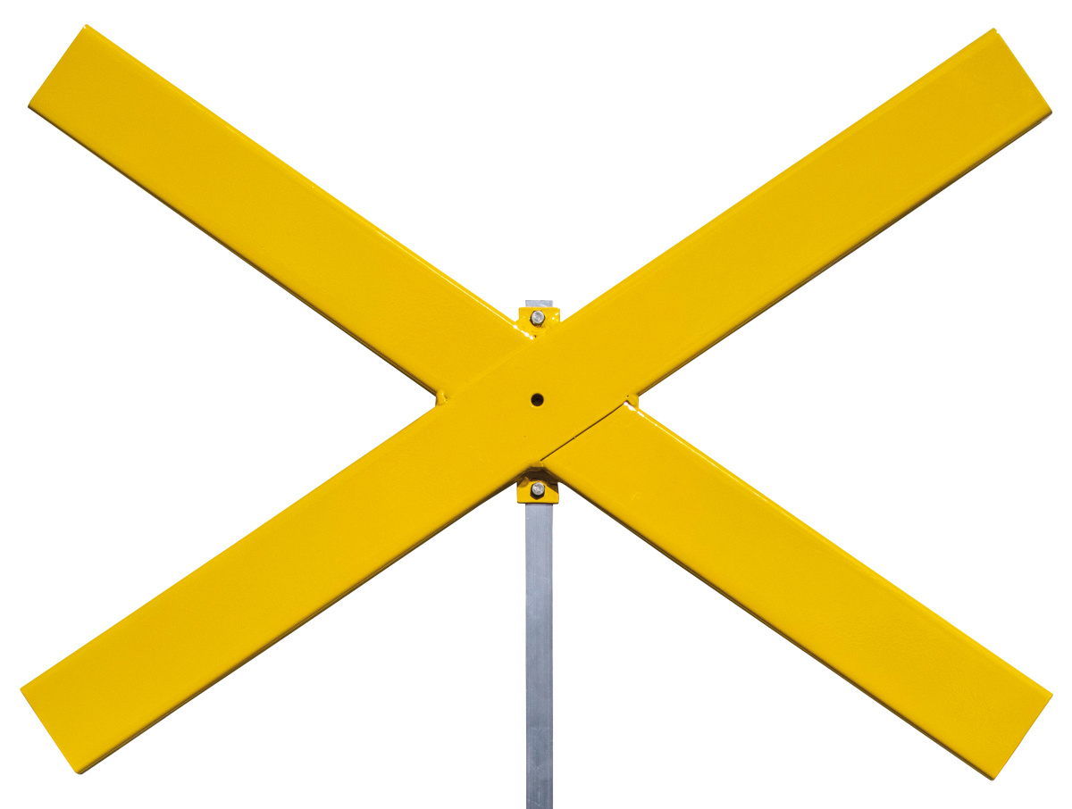 Gefahrenzeichen Toppzeichen liegendes Kreuz gelb