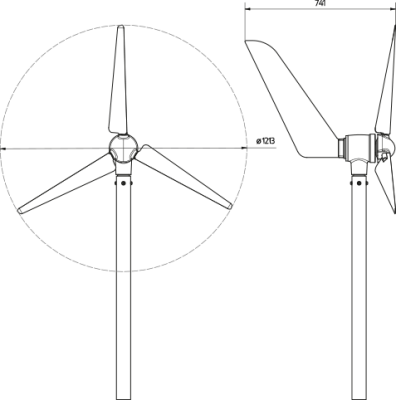 Windrad JM-WP-350 Technische Zeichnung