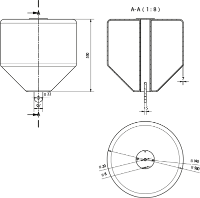 Markierungstonne / Markierungsboje Julius MB120 Technische Zeichnung